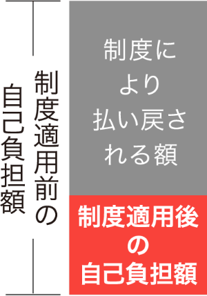 制度適応前の自己負担額 制度により払い戻される額 制度適用後の自己負担額